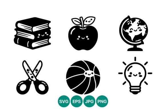 A Professional Look at a Kawaii School Icon Set for Embroidery
