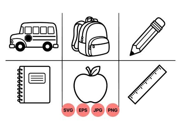 A Skeptic's First Impression of School Supplies Line Art Icons