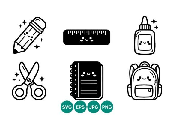 Kawaii School Icons That Embroidery Machines Love