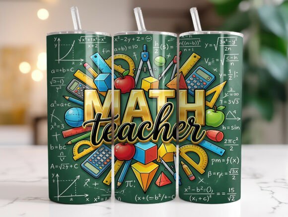 Math Teacher Skinny Tumbler Wrap PNG Review