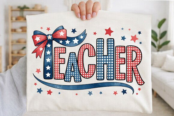 Patriotic 4th of July Teacher Embroidery Design
