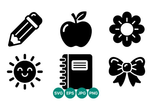 School Supplies Black and White Icons: A Designer’s Take
