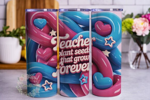 Teacher Love Hearts Tumbler Wrap for Custom Projects